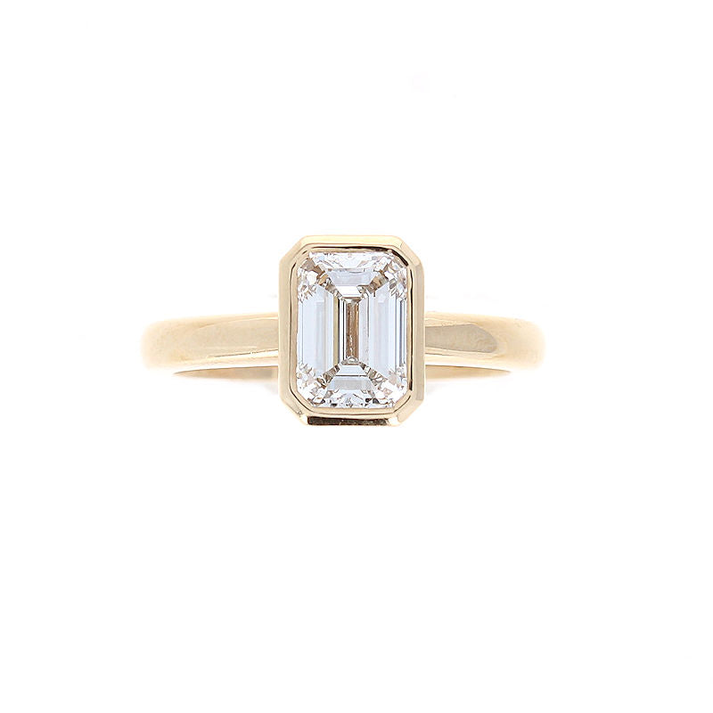 Ladies 14kt Yellow Gold 1.33ct Emerald Cut Lab Grown Diamond Solitaire Engagement Ring