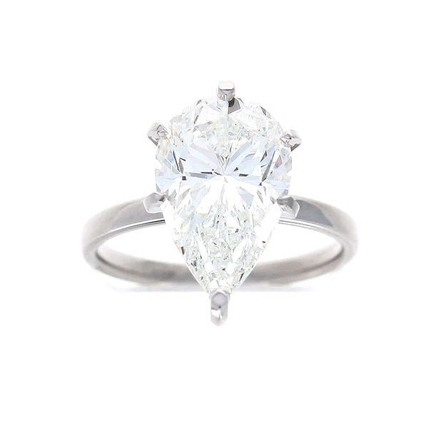 Ladies Platinum 4.09ct Pear Cut Diamond Engagement Ring