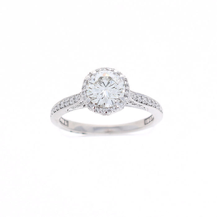 Ladies 18kt White Gold 1.02ct Round and 0.25cts Diamond Engagement Ring