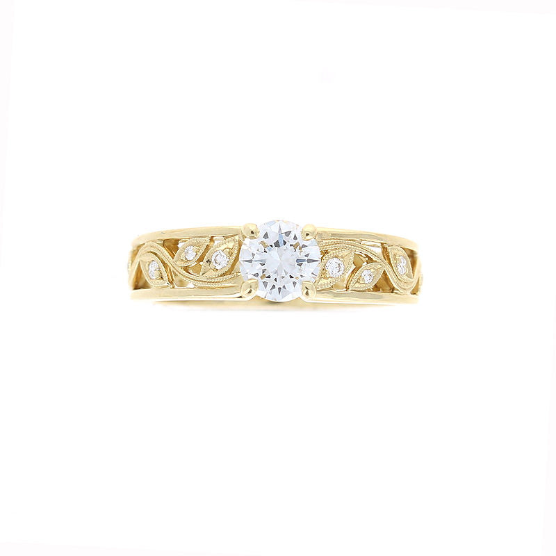 Ladies 18kt Yellow Gold 0.52ct Round and 0.08cts Diamond Engagement Ring