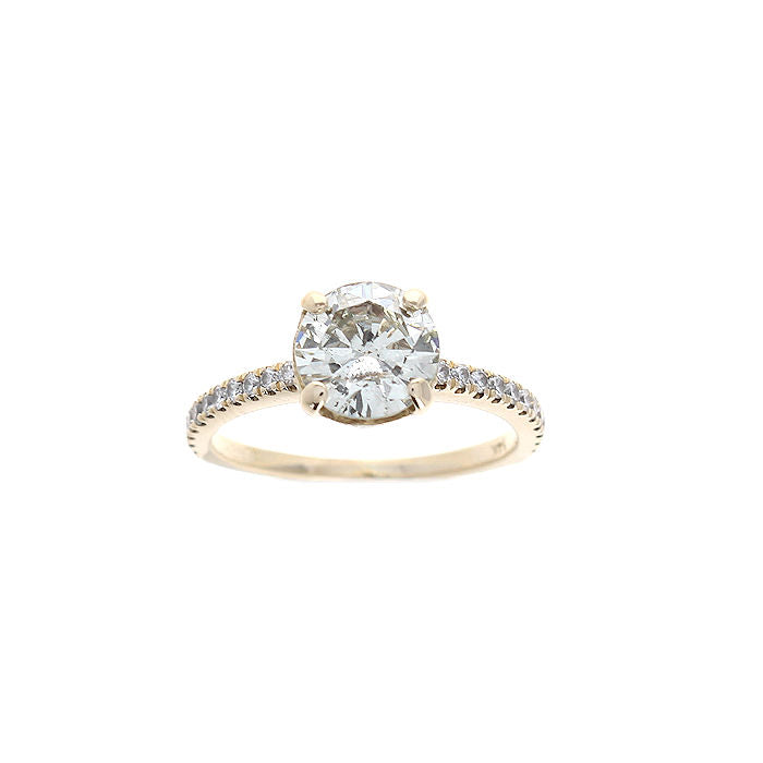 Ladies 14kt Yellow Gold 1.25ct Round and 0.28cts Diamond Engagement Ring