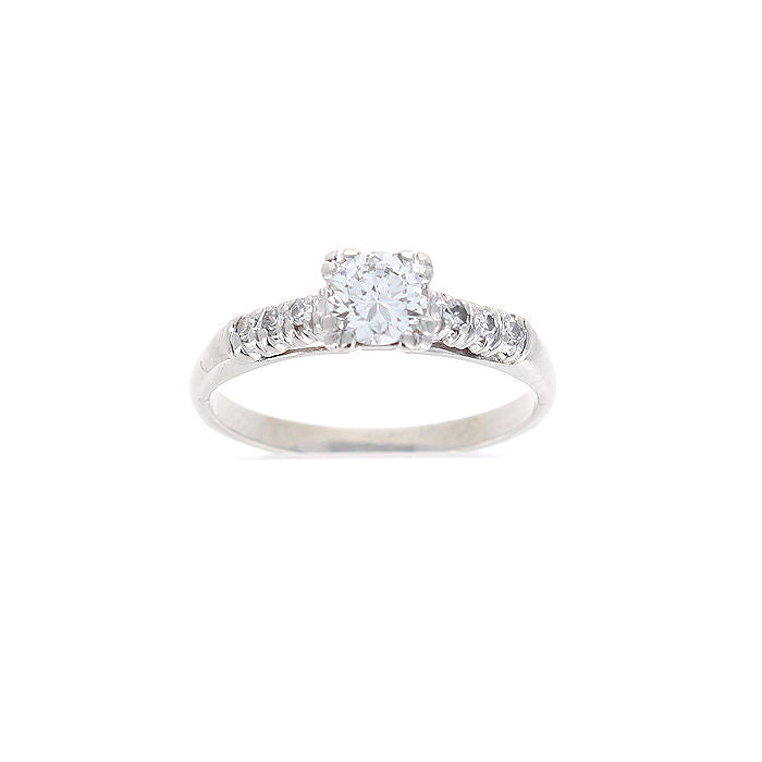 Ladies Platinum 0.40ct Round and 0.08cts Diamond Engagement Ring