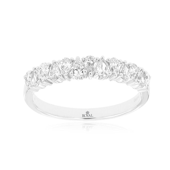 Ladies 14kt White Gold 0.67cts Pear Cut Diamond Wedding Band