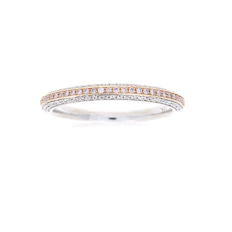 Ladies 18kt White and Rose Gold 0.26cts Pink and White Diamond Band by Simon G