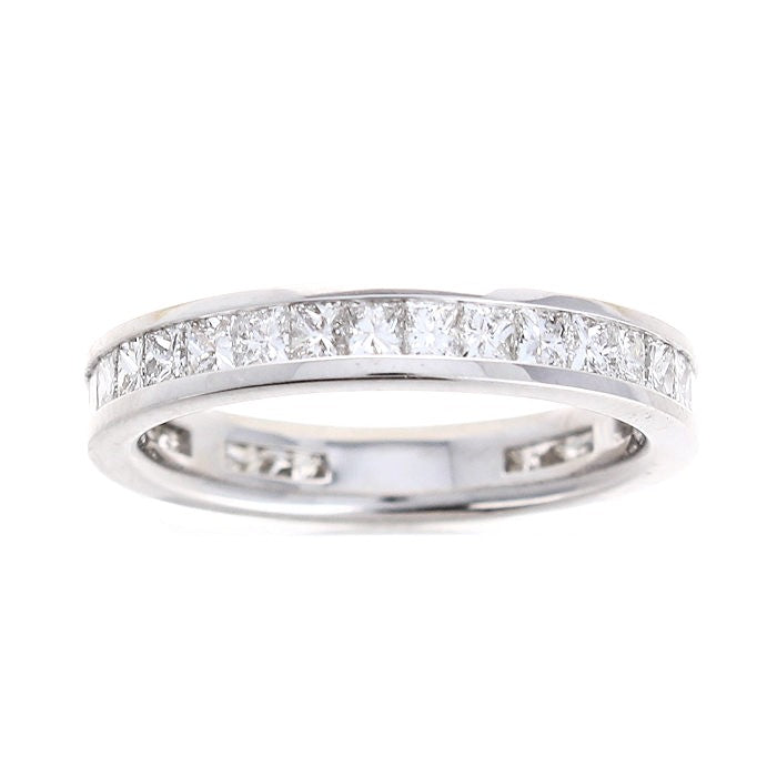 Ladies 18kt White Gold 1.44cts Princess Diamond Wedding Band
