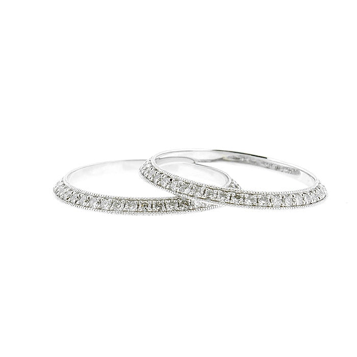 Ladies 14kt White Gold 0.76cts Diamond Wedding Band Set