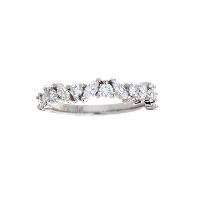 Ladies 14kt White Gold 0.33cts Marquise and 0.30cts Round Diamond Wedding Band