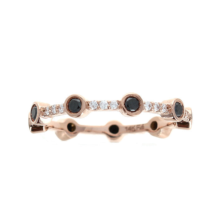 Ladies 14kt Rose Gold 0.27cts Black and 0.13cts White Diamond Wedding Band