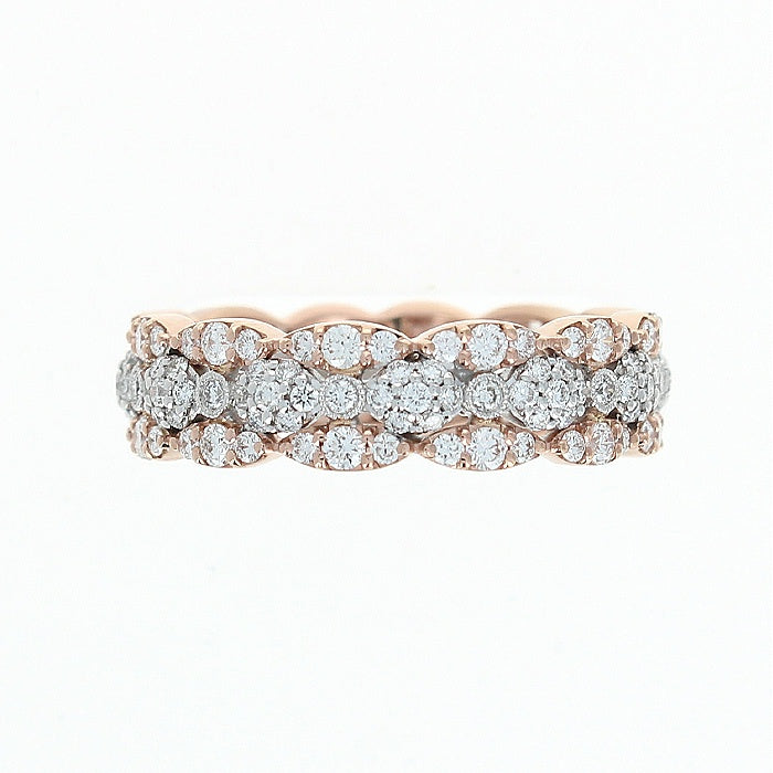 Ladies 18kt White and Rose Gold 1.01cts Diamond Wedding Band By Simon G