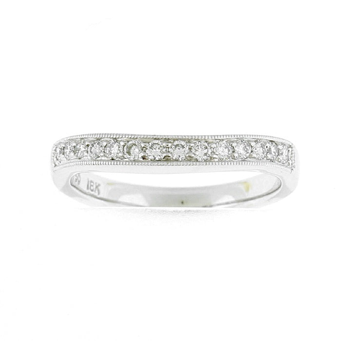 Ladies 18kt White Gold 0.17cts Diamond Curved Wedding Band