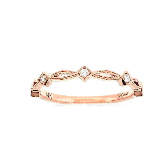 Ladies 14kt Rose Gold 0.07cts Diamond Wedding Band
