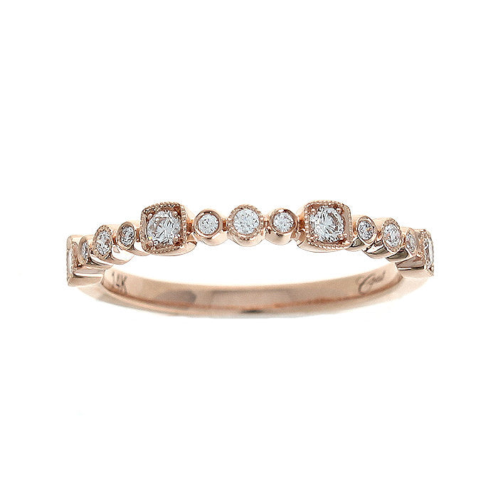 Ladies 14kt Rose Gold 0.20cts Diamond Wedding Band