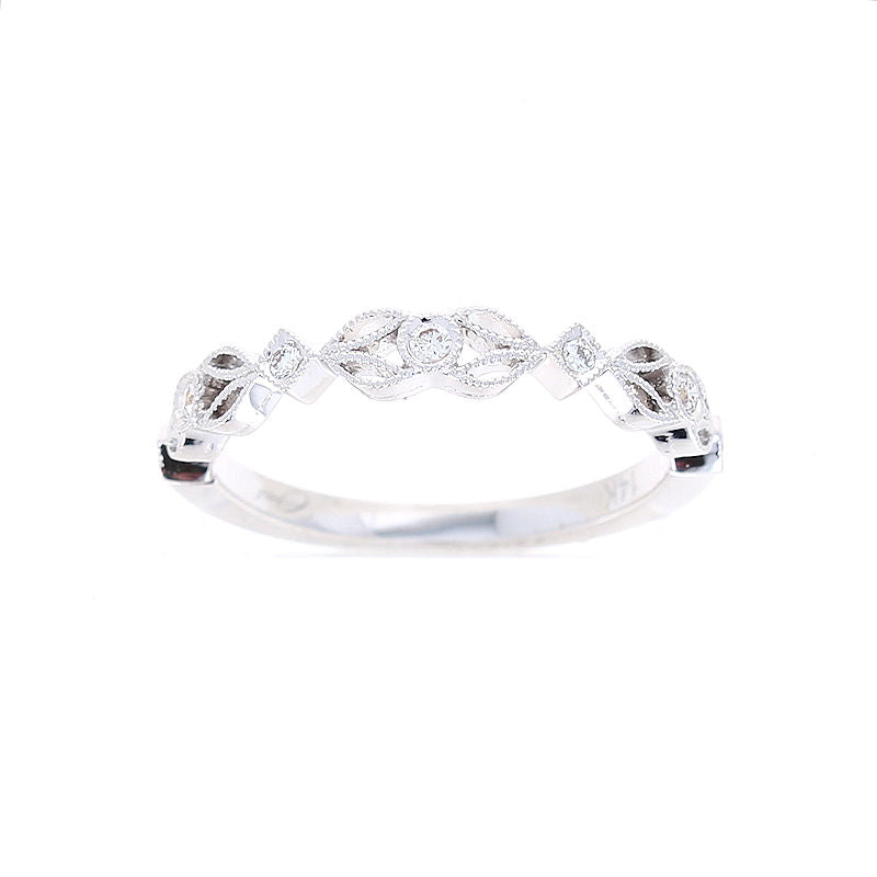 Ladies 14kt White Gold 0.09cts Diamond Wedding Band