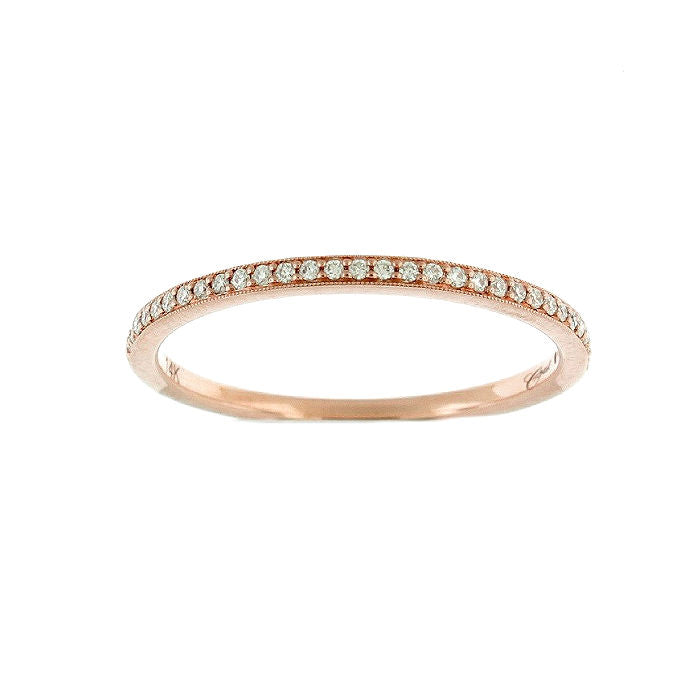 Ladies 14kt Rose Gold 0.10cts Diamond Wedding Band