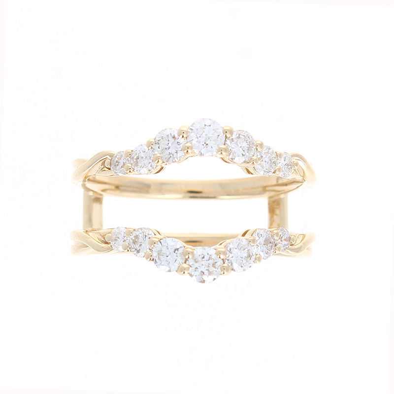 Ladies 14kt Yellow Gold 0.92cts Diamond Wedding Band Guard