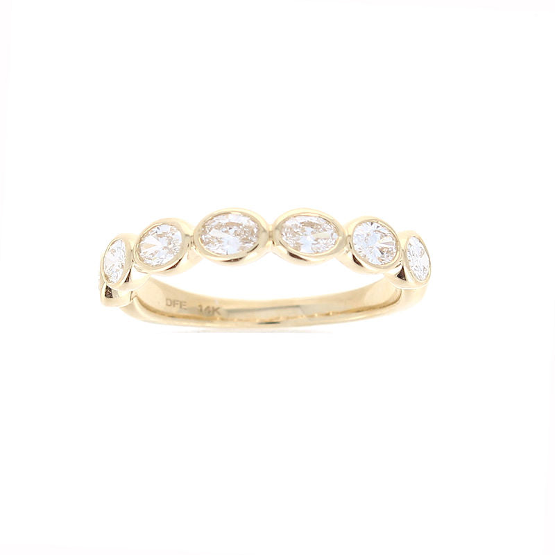 Ladies 14kt Yellow Gold 0.75cts Oval Diamond Wedding Band
