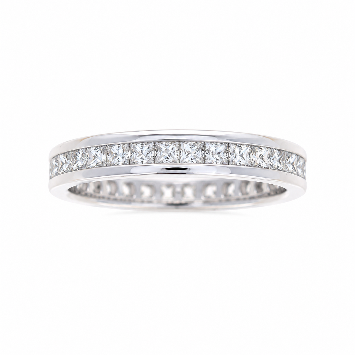 Ladies 14kt White Gold 1.50cts Princess Cut Diamond Eternity Wedding Band