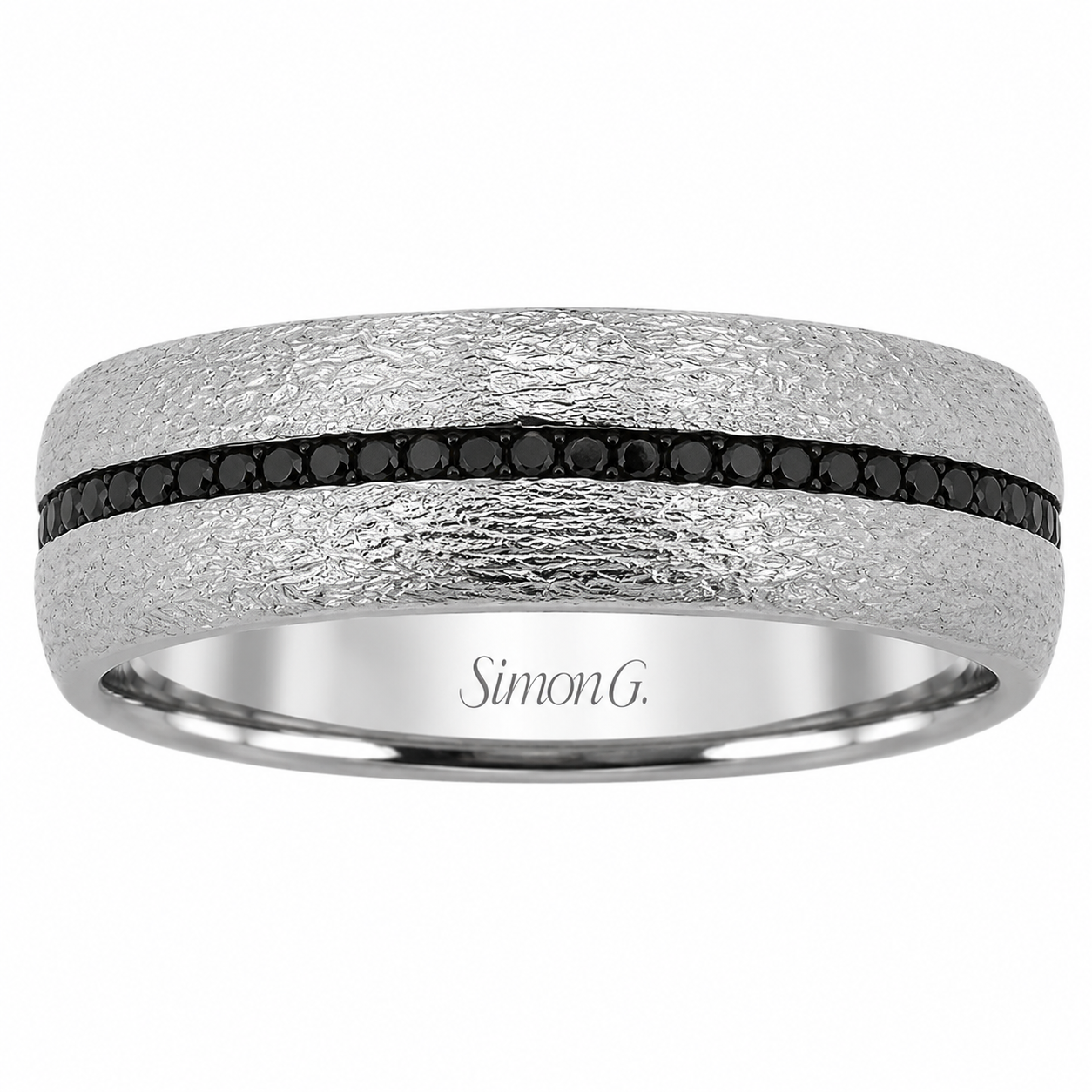 Mens 14kt White Gold 0.64cts Black Diamond Wedding Band By Simon G