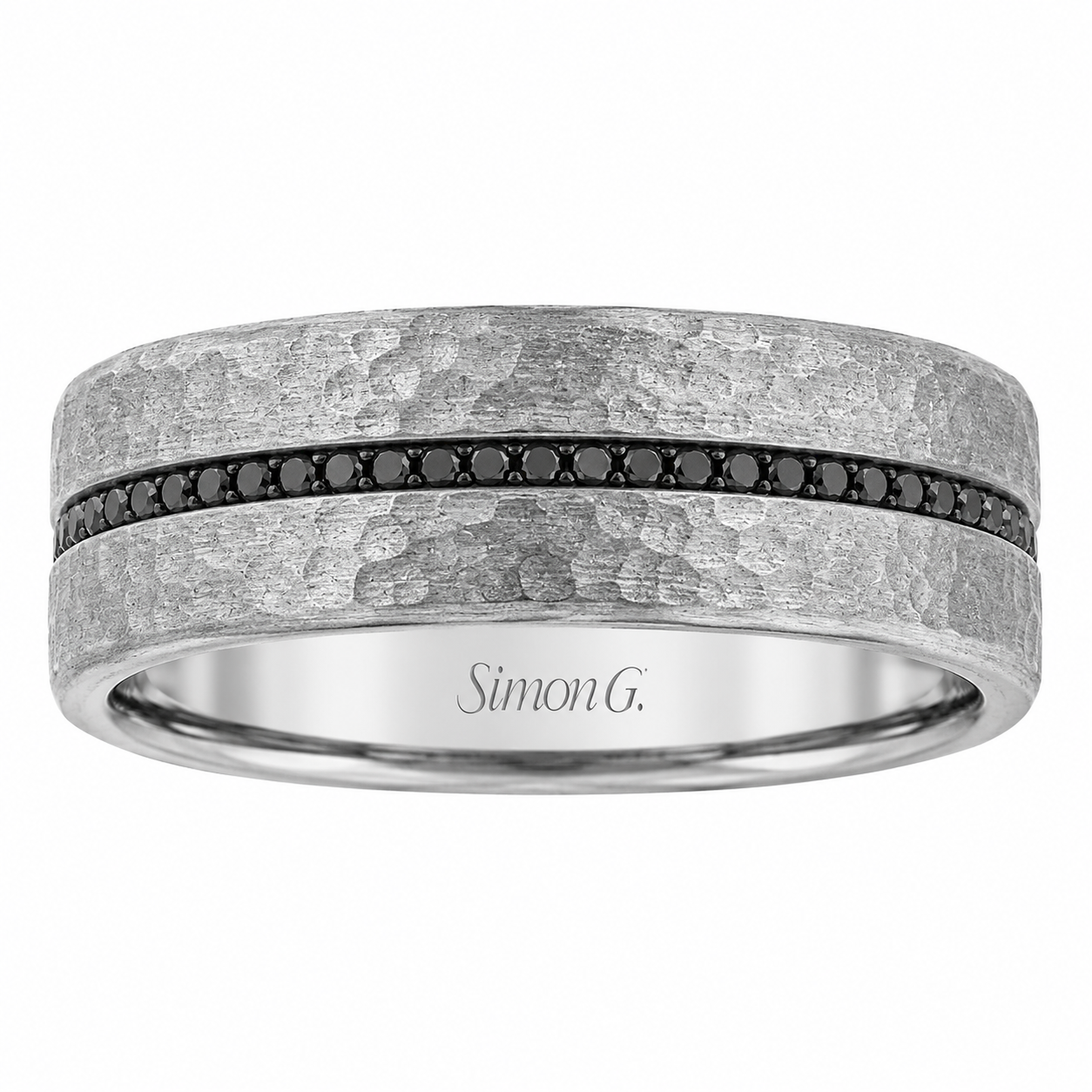 Mens 14kt Gray Gold 8mm 0.60cts Black Diamond Wedding Band By Simon G