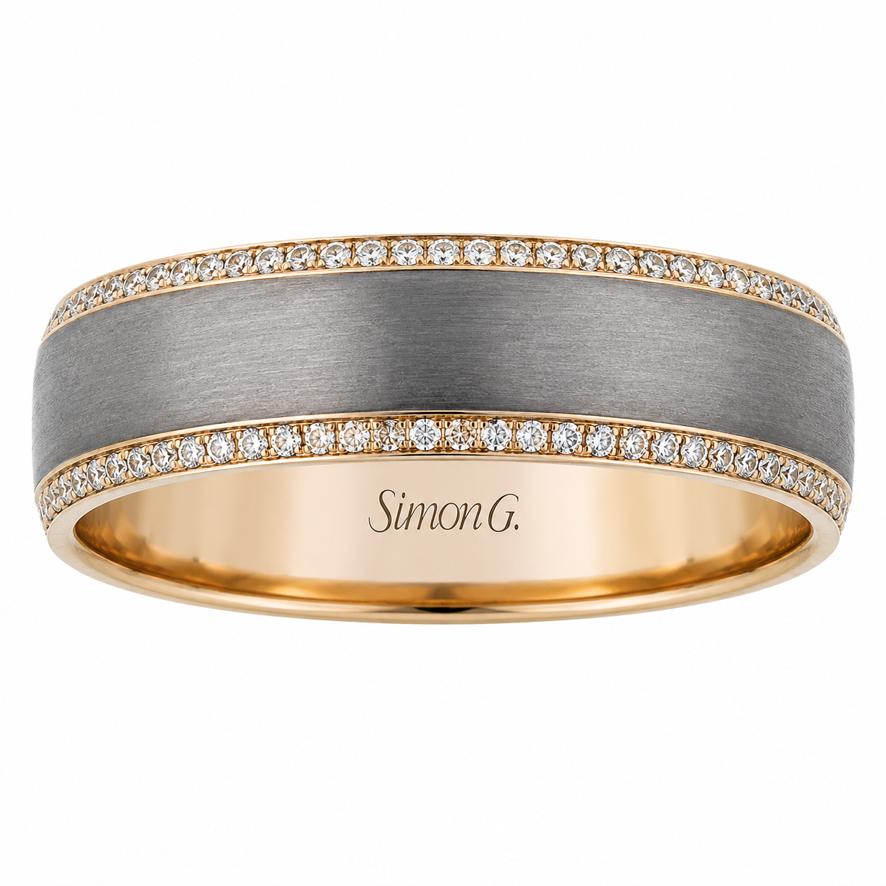 Mens 14kt Rose and Gray Gold 0.38cts Diamond Wedding Band By Simon G