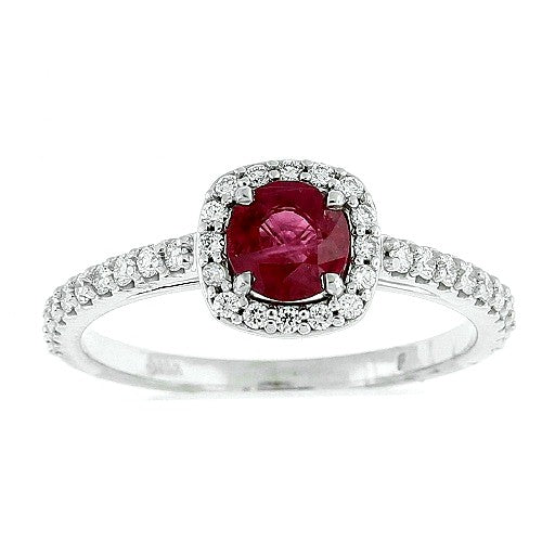 Ladies 14kt White Gold 0.60ct Ruby and 0.30cts Diamond Ring