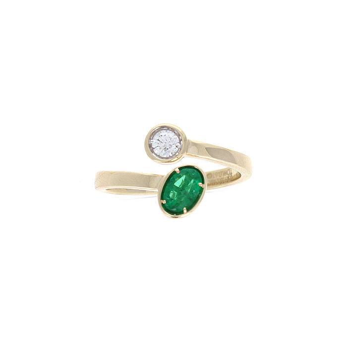 Ladies 14kt Yellow Gold 0.43ct Emerald and 0.18ct Diamond Ring