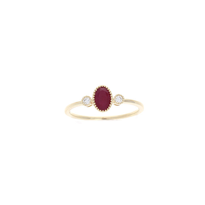 Ladies 14kt Yellow Gold 0.55ct Ruby and 0.06cts Diamond Ring