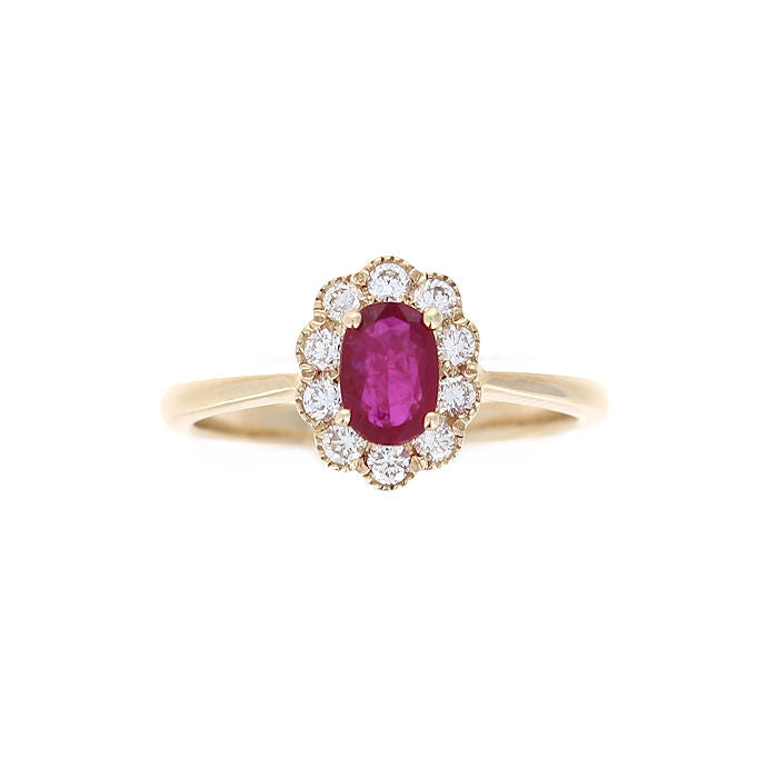 Ladies 14kt Yellow Gold 0.48ct Ruby and 0.24cts Diamond Ring