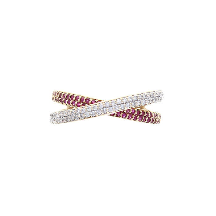 Ladies 18kt Yellow Gold 0.29cts Ruby and 0.30cts Diamond Wedding Band