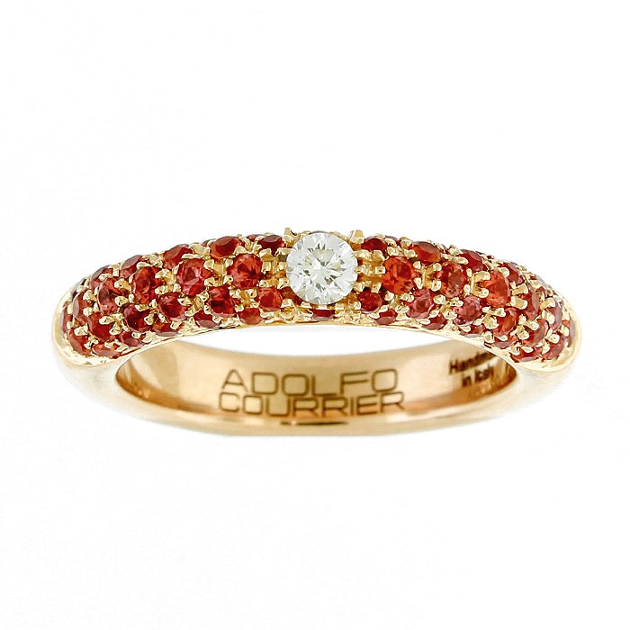 Ladies 18kt Rose Gold 1.45cts Orange Sapphire and Diamond Wedding Band