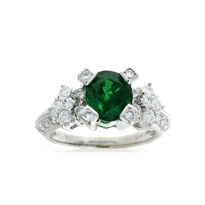 Ladies 18kt White Gold 2.00ct Tsavorite Garnet and 0.75cts Diamond Ring