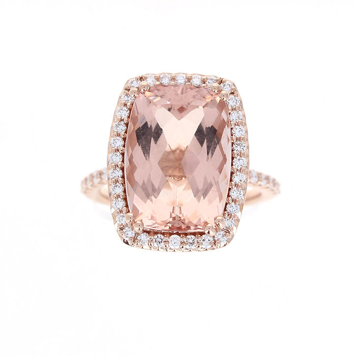 Ladies 14kt Rose Gold 6.96ct Morganite and 0.50cts Diamond Ring