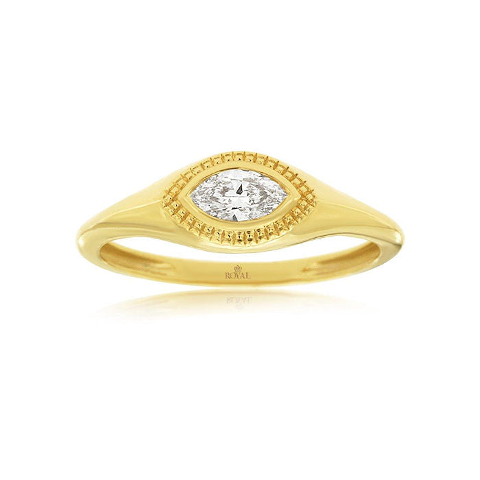 Ladies 14kt Yellow Gold 0.25ct Marquise Diamond Ring
