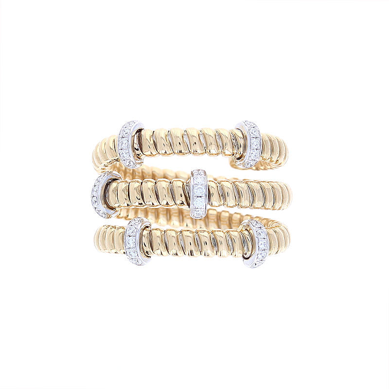 Ladies 18kt Yellow and White Gold 0.18cts Diamond Flex Ring by Simon G