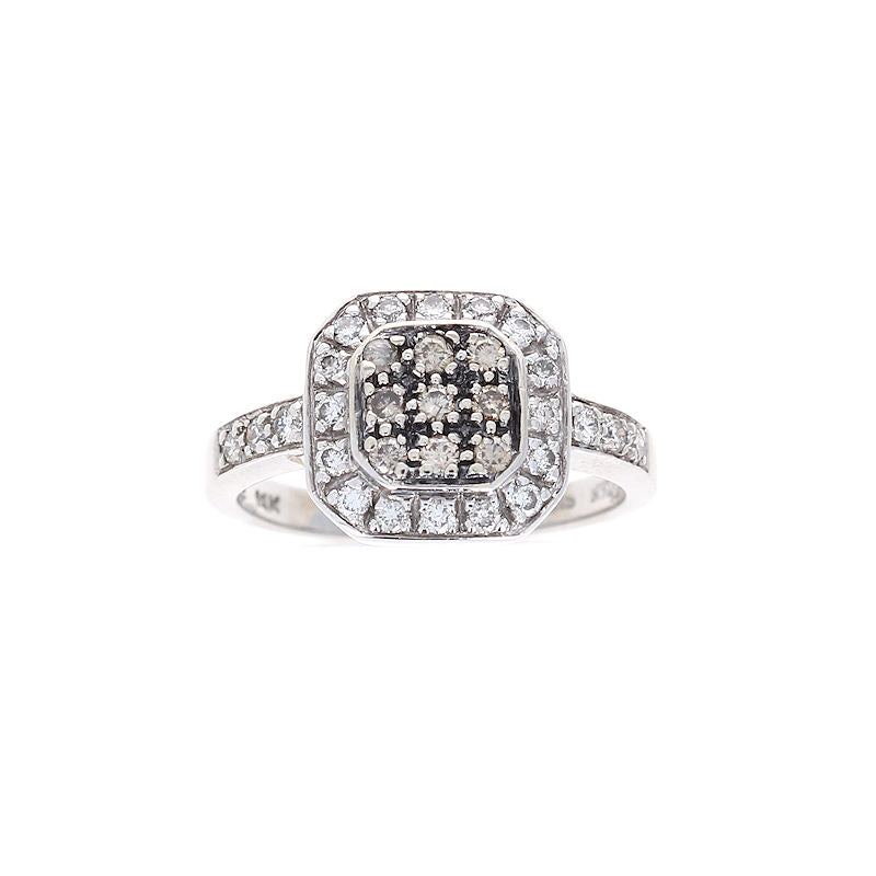 Ladies 14kt White Gold 0.16cts Chocolate and 0.30cts White Diamond Cluster Ring by LeVian