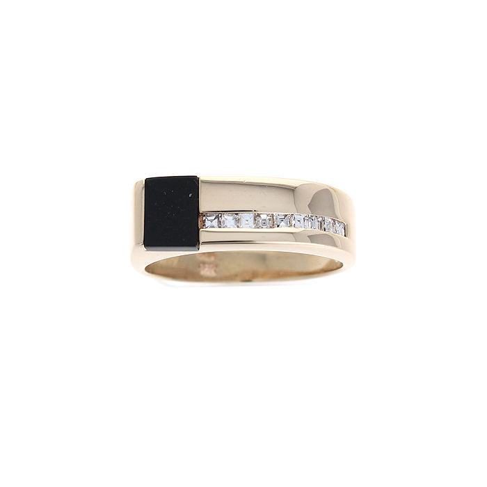 Mens 14kt. Yellow Gold Black Onyx And 0.25ct Diamond Ring