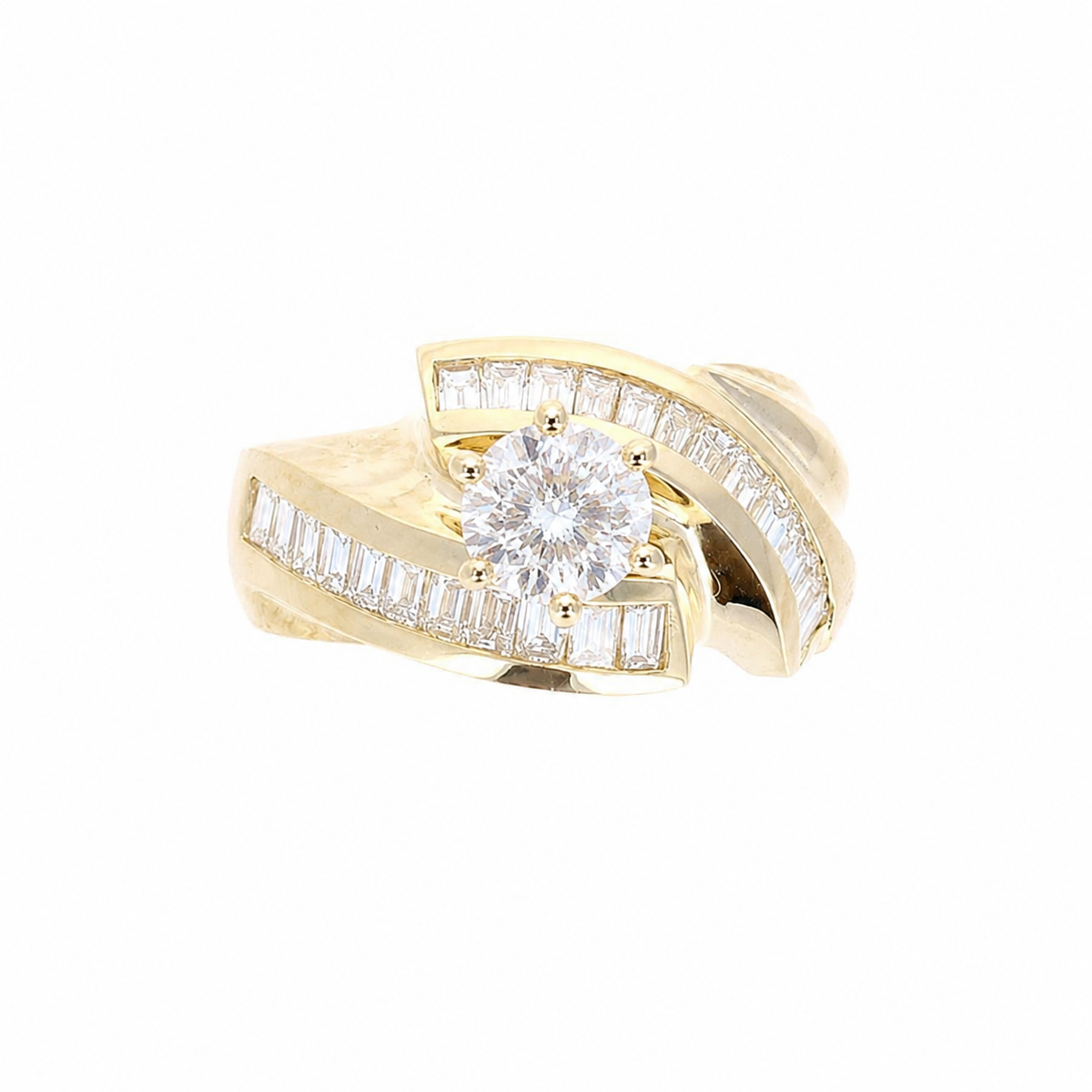 Ladies 14kt Yellow Gold 0.96cts Baguette Diamond Engagement Ring Setting