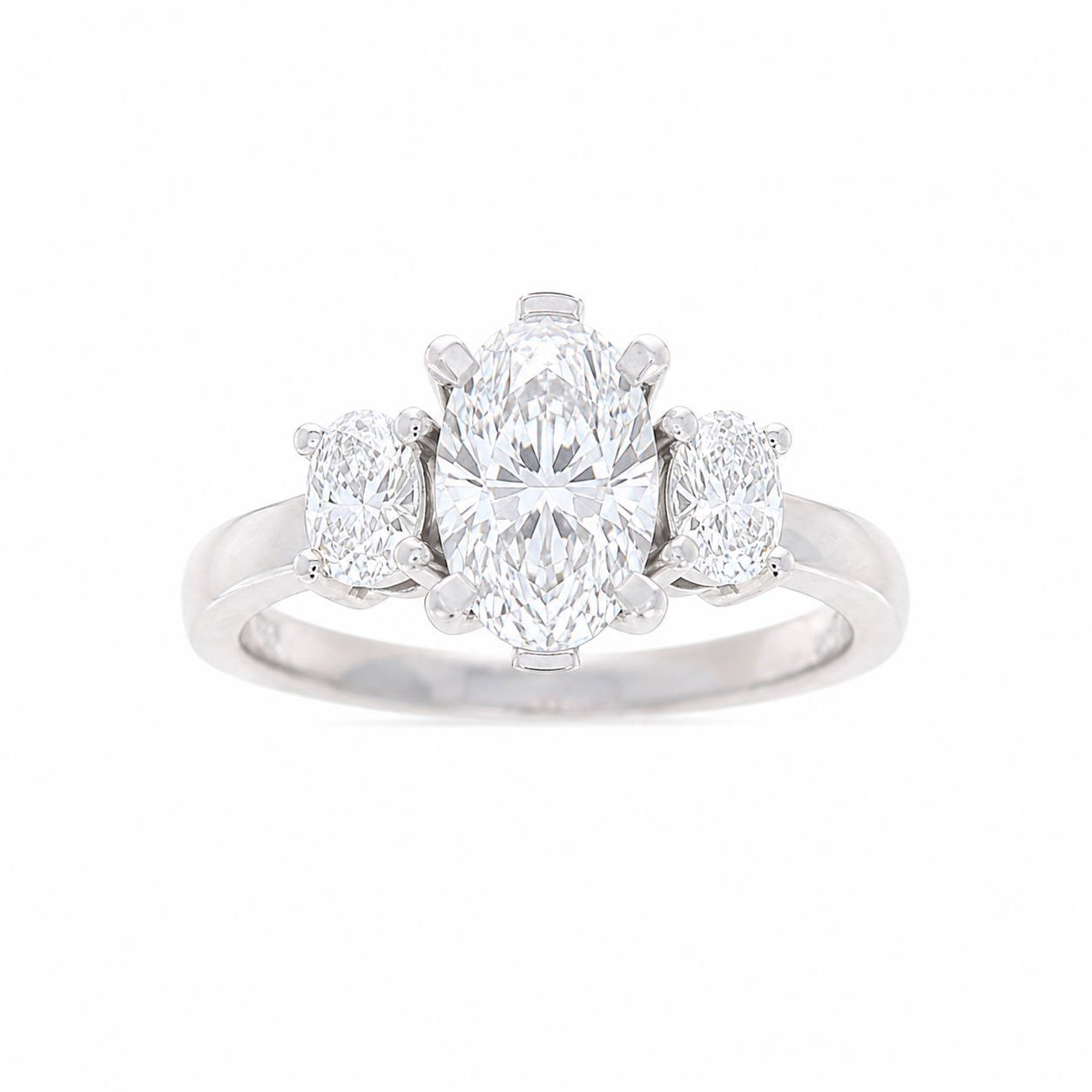 Ladies Platinum 0.44cts Oval Three Stone Diamond Engagement Ring Setting