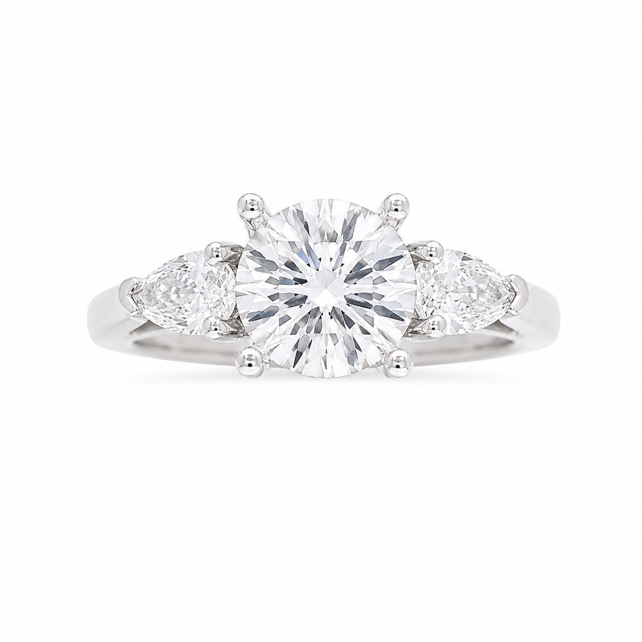 Ladies 14kt White Gold 0.61cts Pear Three Stone Engagment Ring Setting