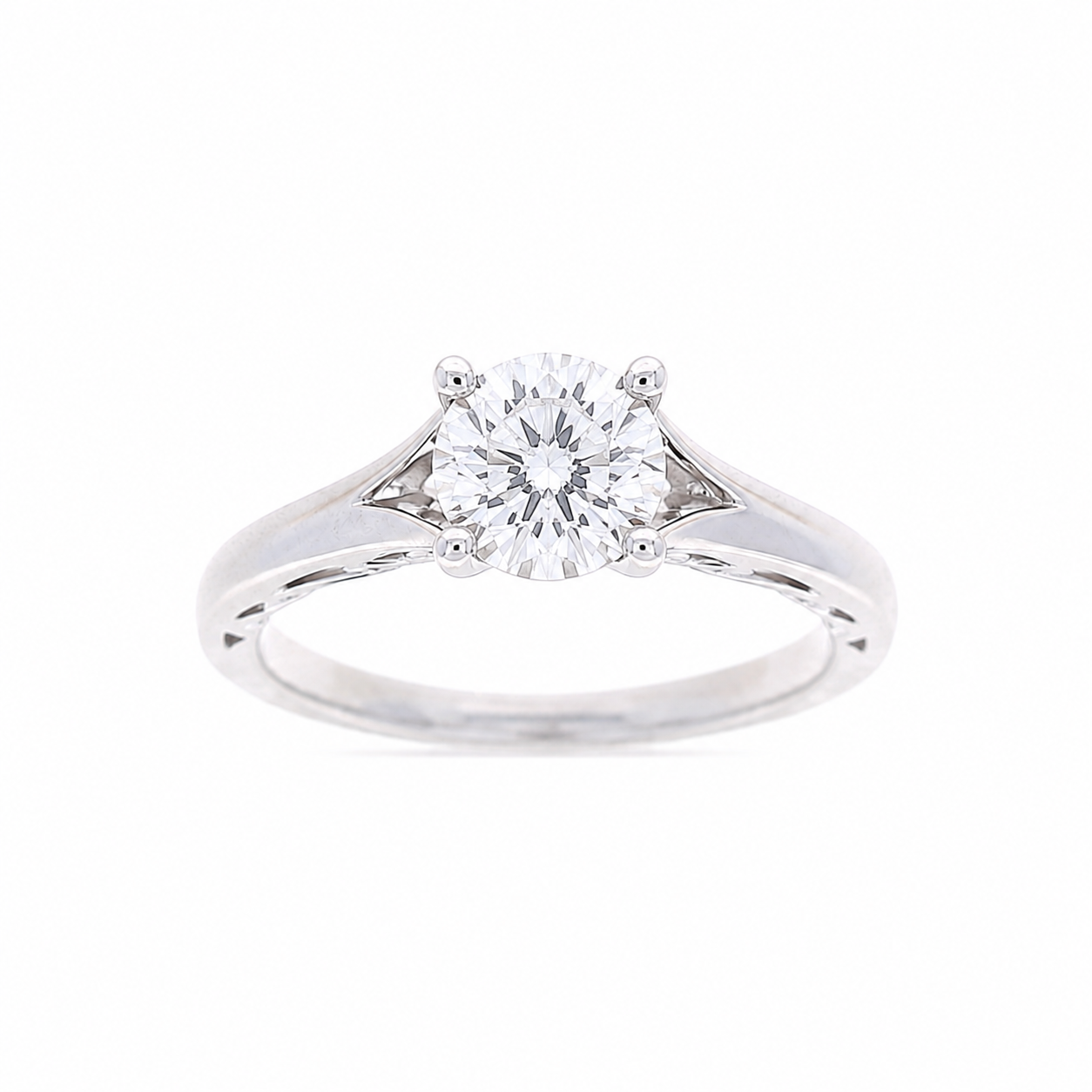 Ladies 18kt White Gold Split Shank Engagement Ring Setting