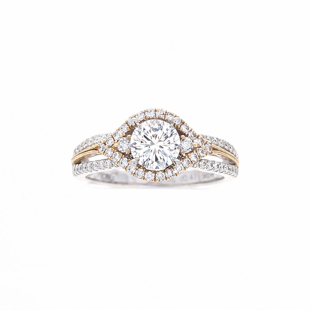 Ladies 18kt Two Tone 0.78cts Diamond Engagement Ring Setting By Simon G