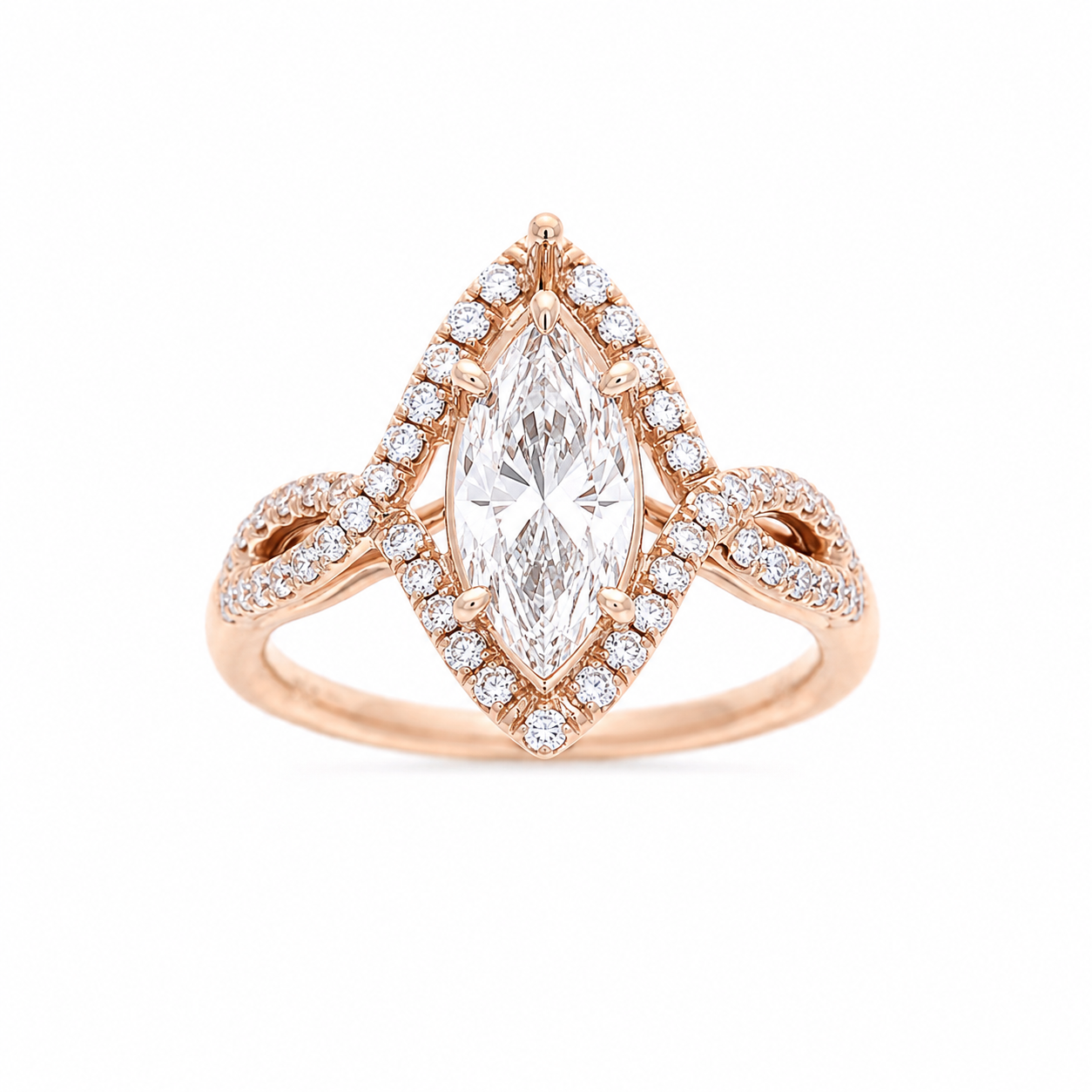 Ladies 14kt Rose Gold 0.33cts Diamond Engagement Ring Setting