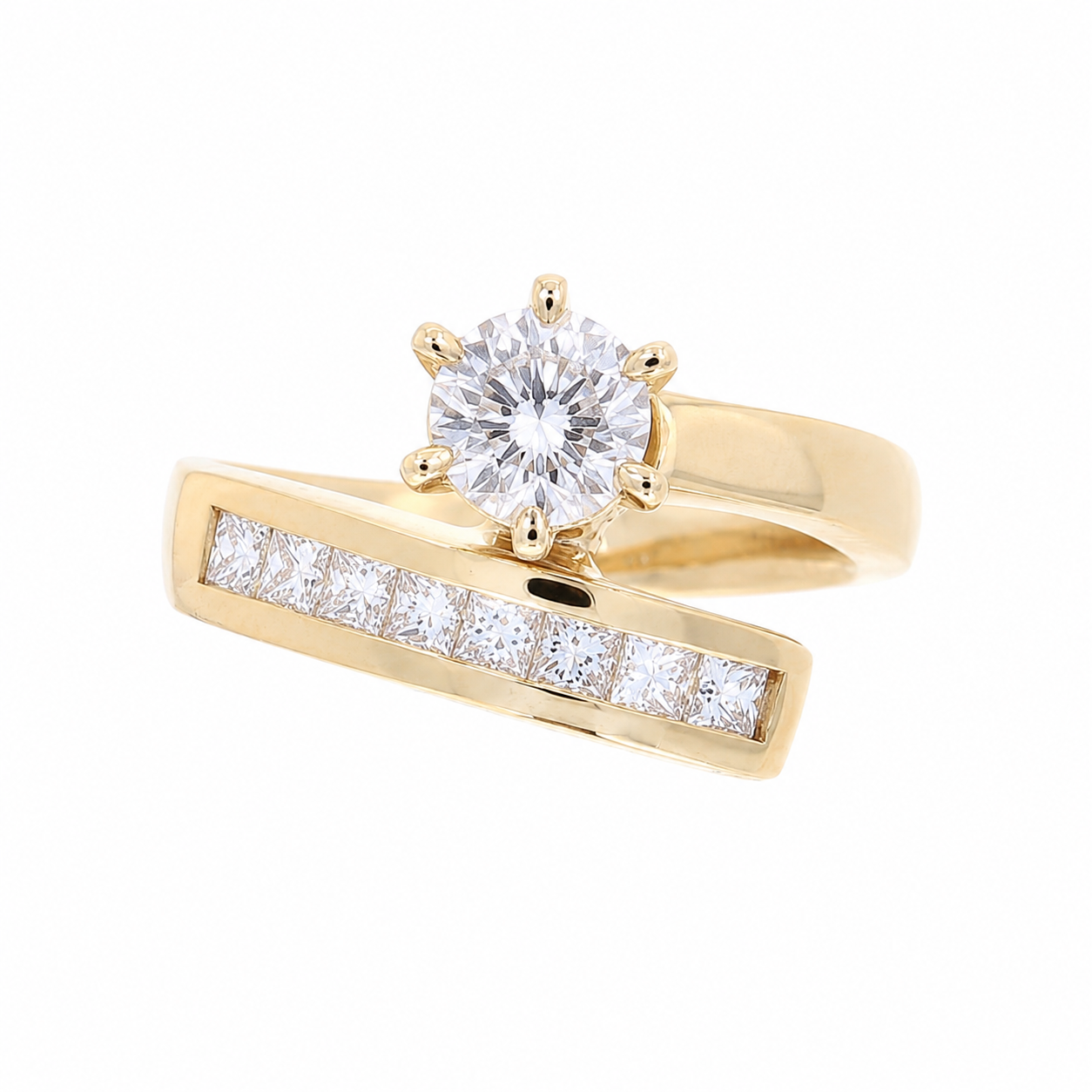 Ladies 14kt Yellow Gold 0.64cts Princess Cut Diamond Engagement Ring Setting