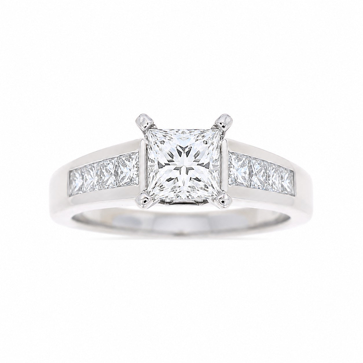 Ladies Platinum 0.58cts Princess Cut Diamond Engagement Ring Setting