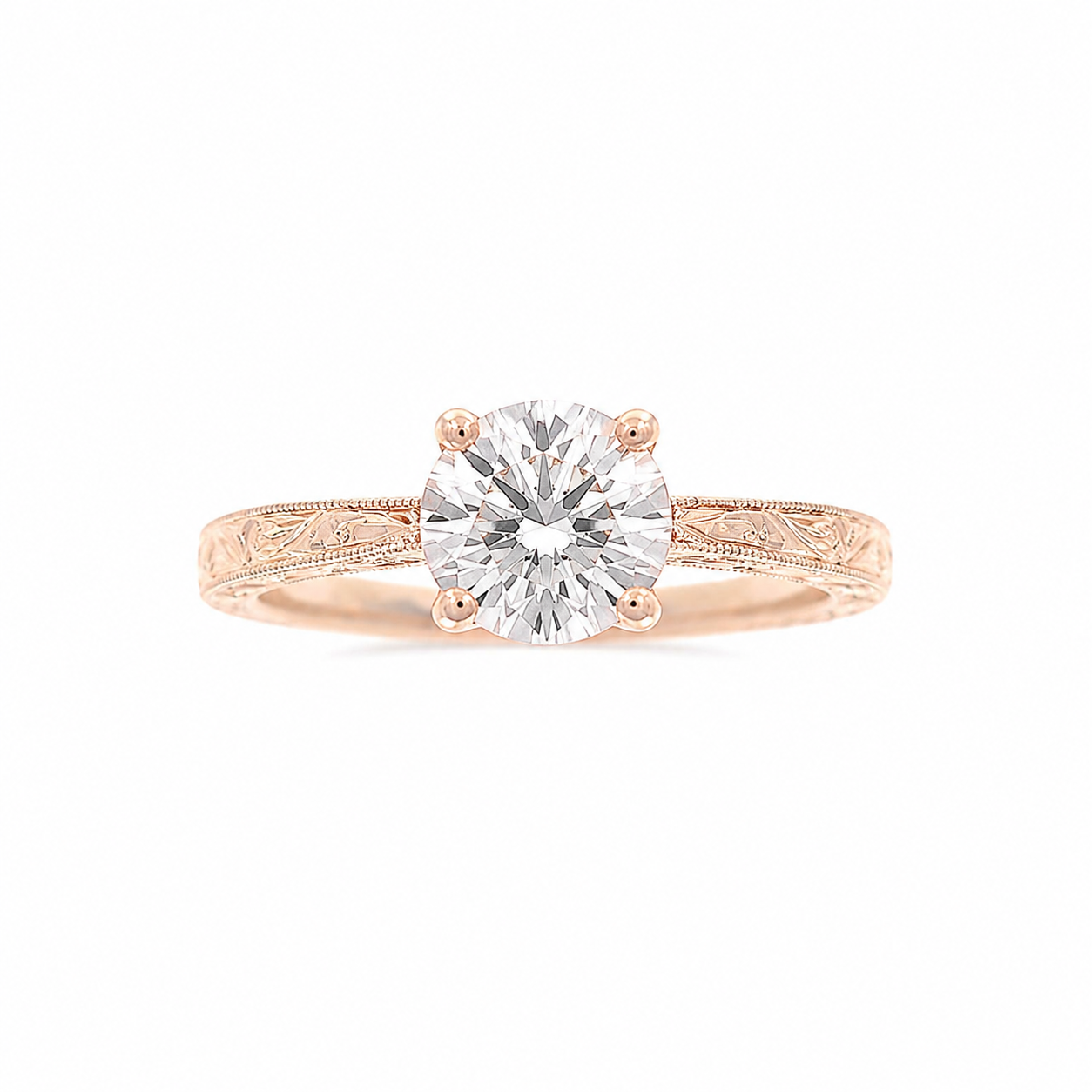 Ladies 14kt Rose Gold Solitaire Engagement Ring Setting