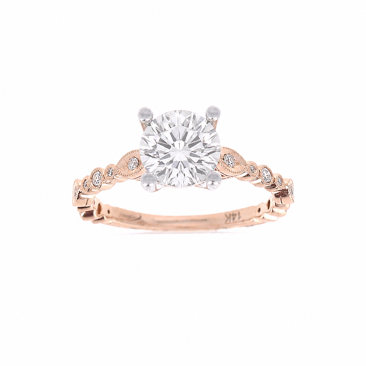 Ladies 14kt Rose Gold 0.12cts Diamond Engagement Ring Setting