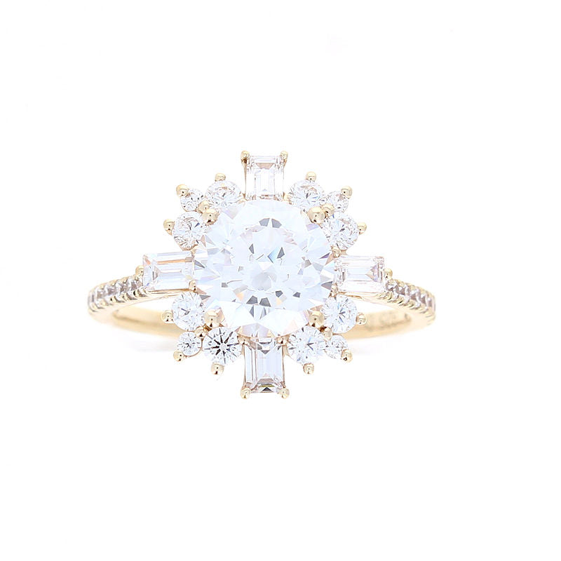 Ladies 14kt Yellow Gold Cluster Style Diamond Engagement Ring Sample Setting
