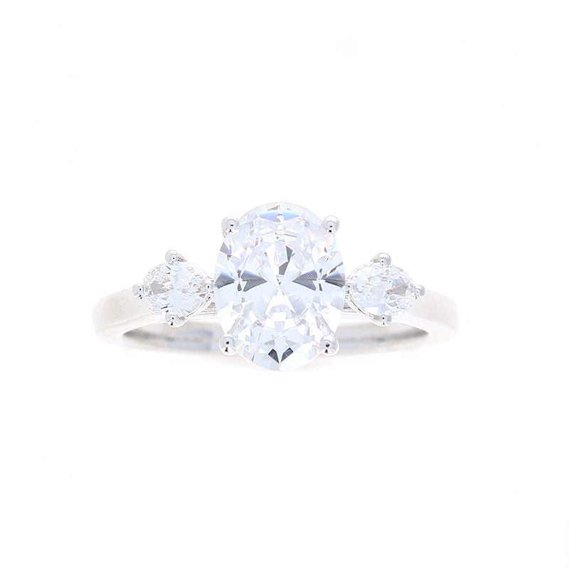 Ladies Three Stone Oval Cut Diamond Engagement Ring Sample Setting