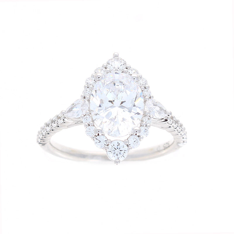 Ladies 14kt White Gold Contemporary Oval Cut Diamond Engagement Ring Sample Setting