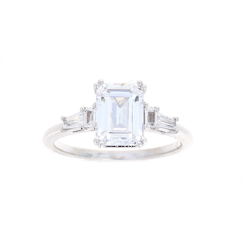 Ladies 14kt White Gold Five Stone Emerald Cut Diamond Engagement Ring Sample Setting